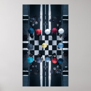 Poster Échecs parapluie