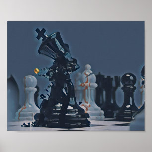 Poster Échecs - photo Cool bleu