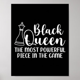 Poster Échecs Reine Noire La Pièce La Plus Puissante Dans