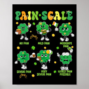 Poster Échelle de douleur Trèfle Drôle Infirmière St Patr