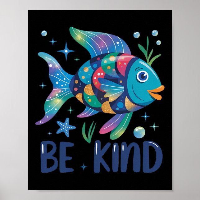 Poster Échelle de poisson arc-en-ciel gentil professeur l (Devant)