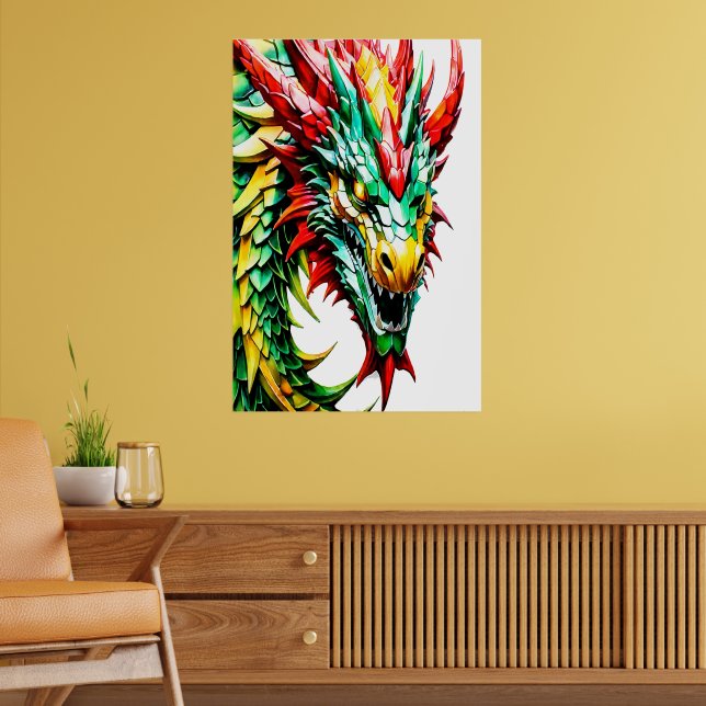 Poster Échelle rouge, verte et jaune (Salon 2)
