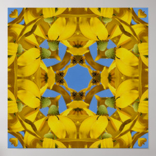 Poster Echinacée Jaune Fleurs Abstraite Nature Art