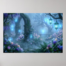 Échos brumeux du jardin de brouillard bleu