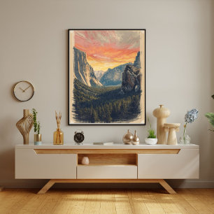 Poster Échos de pierre – Yosemite National Park rétro