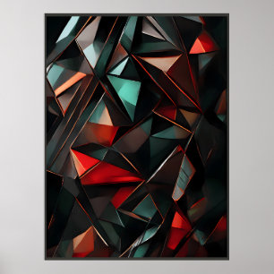 Poster Echos géométriques : Facettes de couleur et d'ombr