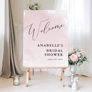 Poster Éclaboussure d'aquarelle rose, Bienvenue sous la d