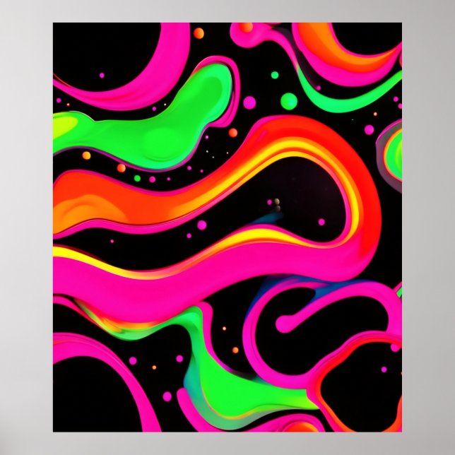 Poster Éclaboussure de liquide néon électrique (Devant)