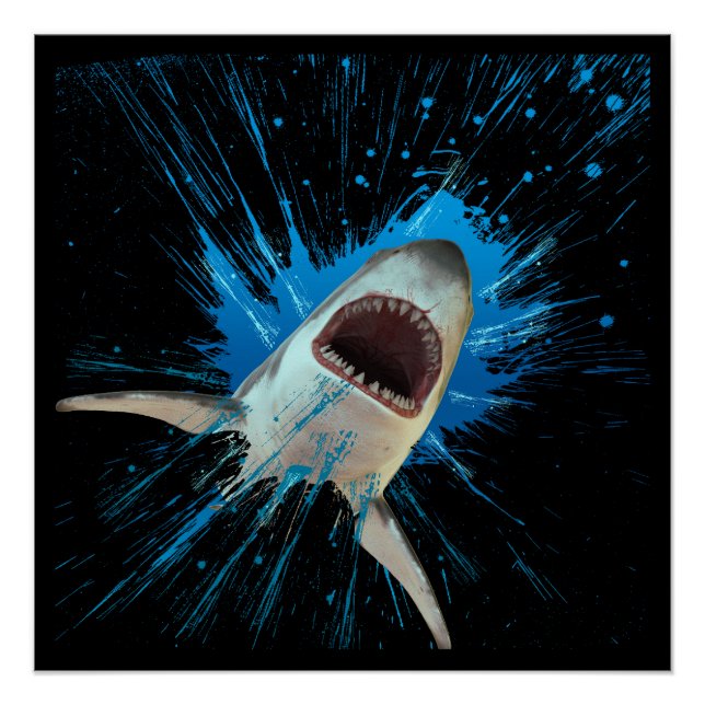 POSTER ÉCLABOUSSURE D'EAU DE REQUIN OCÉAN (Devant)