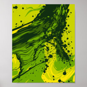 Poster Éclaboussure d'énergie verte abstraite
