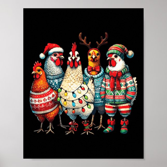 Poster Éclairage Casquette de poulets de Noël Festif Ferm (Devant)