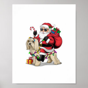 Poster Éclairage de Noël Havanais Père Noël équitation Ch