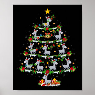Poster Éclairage de Noël Père Noël Âne Sapin de Noël 
