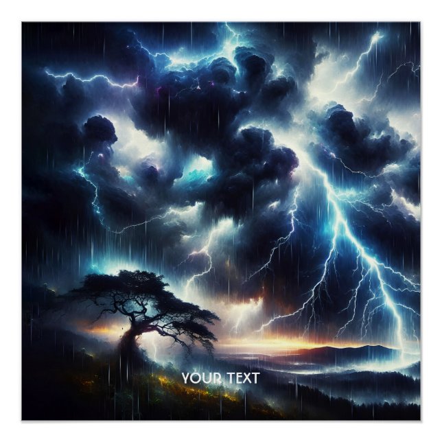 Poster Éclairage de pluie d'arbre mou Imaginaire (Devant)