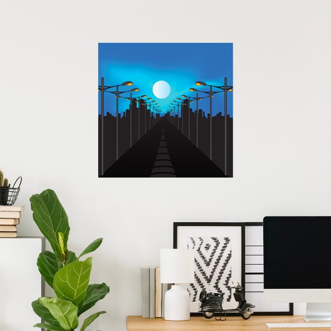 Poster Éclairage De Rue Et Lune (Créateur téléchargé)