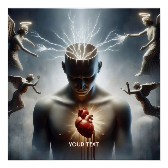 Poster Éclairage du coeur du cerveau mignon Imaginaire (Devant)