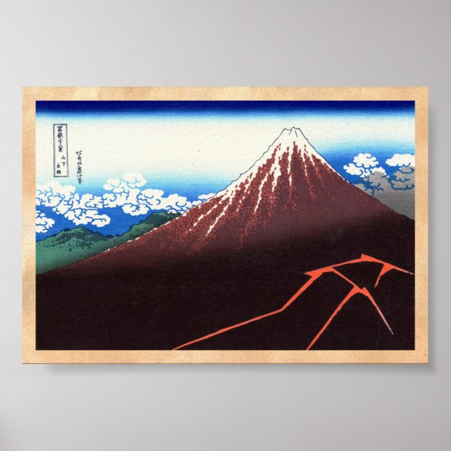 Poster Éclairages sous le sommet Katsushika Hokusai (Devant)