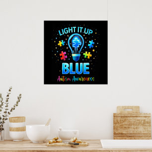 Poster Éclairer en bleu pour la sensibilisation à l'autis