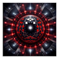 Éclatantes étoiles de Mandelbrot à carreaux rouges