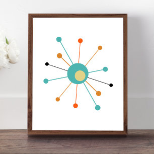 Poster Éclatement d'étoiles atomiques coloré moderne du m