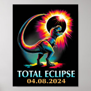 Poster Eclipse 2024 Total Solaire Eclipse T Rex Dinosaur