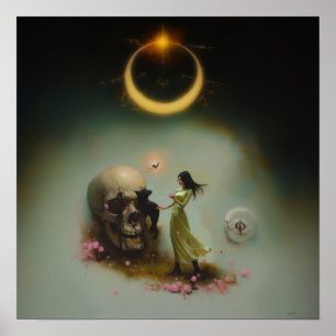 Poster Eclipse Prêtesse Lune cuisine AI Art Matte Valeur