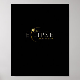 Poster Éclipse solaire 2024 État Ohio Total Éclipse solai