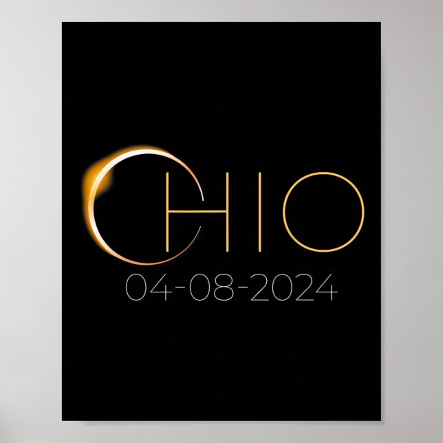 Poster Éclipse solaire 2024 État Ohio Total Éclipse solai (Devant)
