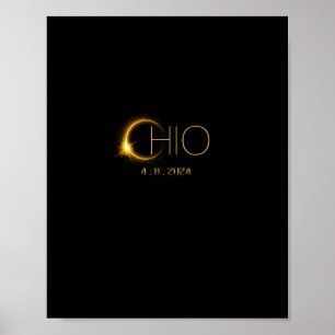 Poster Éclipse solaire 2024 Total Éclipse solaire État Oh