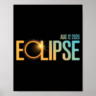 Poster Éclipse solaire 2026 Éclipse 12 août 2026 Ciel