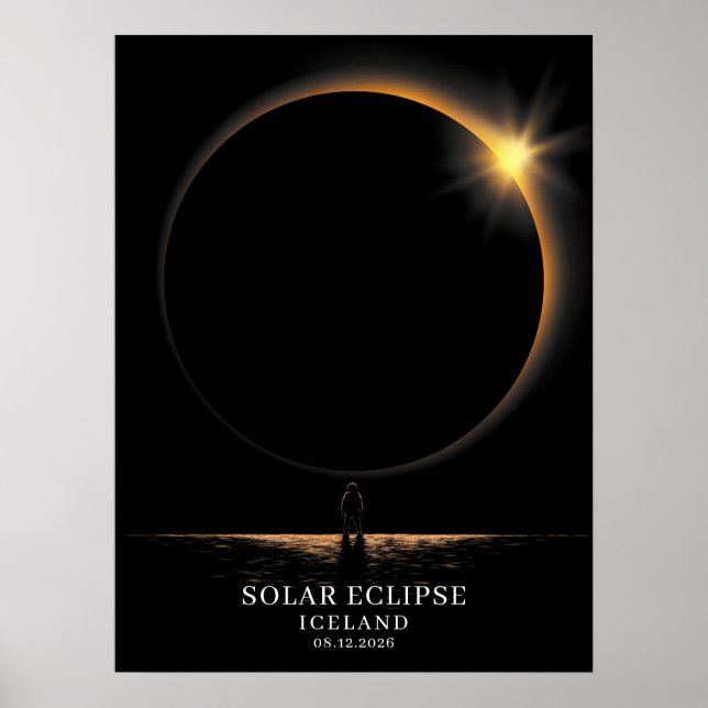 Poster Éclipse Solaire 2026 Islande Céleste (Devant)