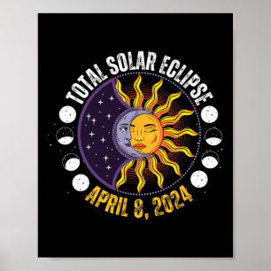 Poster Éclipse Solaire 8-4-2024 Éclipse Avec Soleil