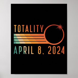 Poster Éclipse solaire 8 avril 2024 Totalité Éclipse sola