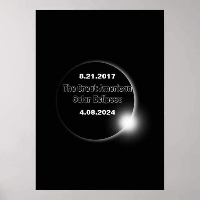 Poster Éclipse solaire double datée 2024 & 2017 (Devant)