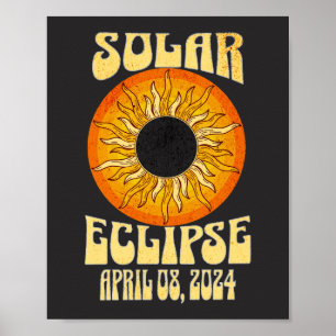 Poster Éclipse solaire rétro Total 8 avril 2024