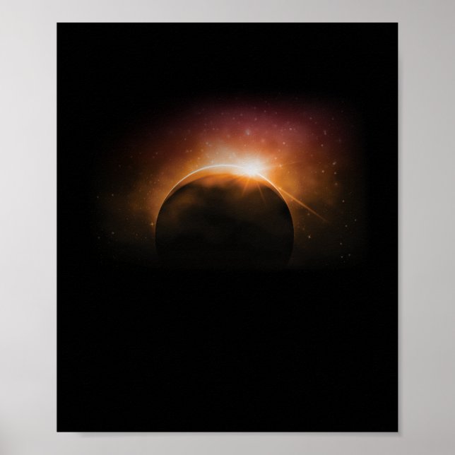Poster Éclipse solaire Stars Galaxie Terre Lune (Devant)