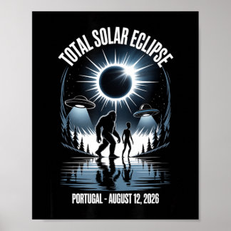 Poster Éclipse solaire totale 12 août 2026 Portugal Bigfo