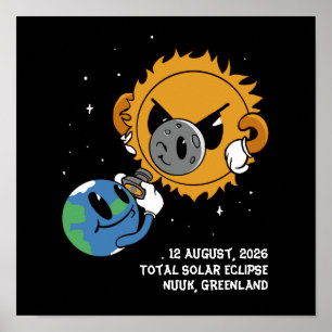 Poster Éclipse solaire totale 2026 Groenland Photobomb