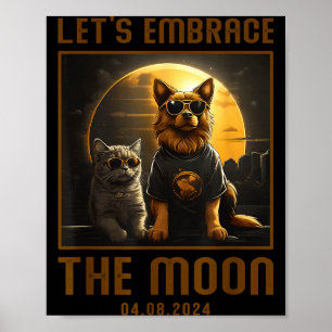 Poster Éclipse solaire totale drôle embrasser Lune
