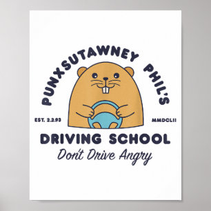 Poster École de conduite de marmotte hommes femmes rétro