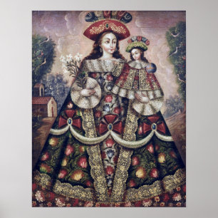 Poster École de Cuzco, Pérou la Vierge des pèlerins