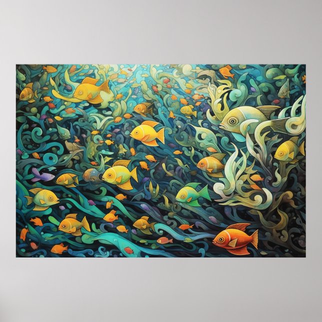 Poster École de poissons de récif (Devant)