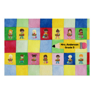 Poster École primaire Salle de classe Enfants Enseignant