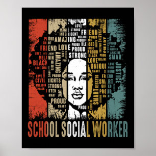 Poster École Social Travailleur Afro Africaine Femmes Bla