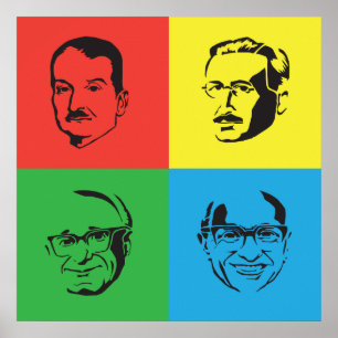 Poster Econ Heads - Mises, Hayek, Rothbard, Friedman