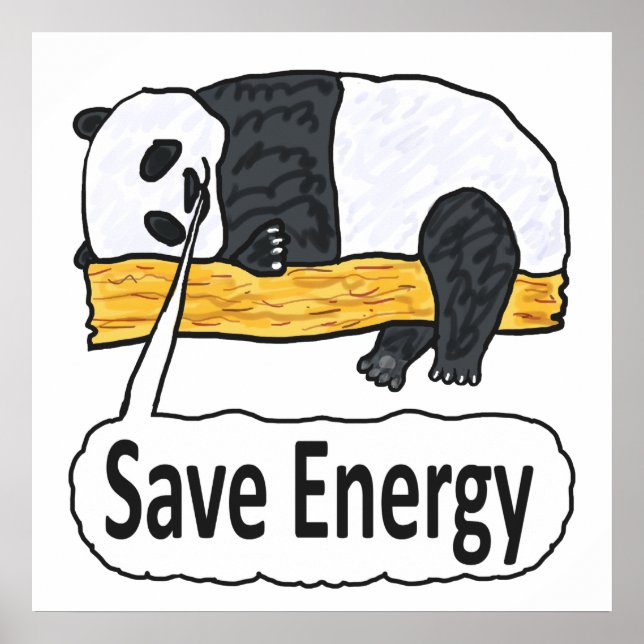 Poster Économisez du panda énergétique (Devant)
