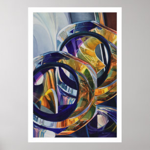 Poster "Écossais aquarelle en verre d'art sur roches"