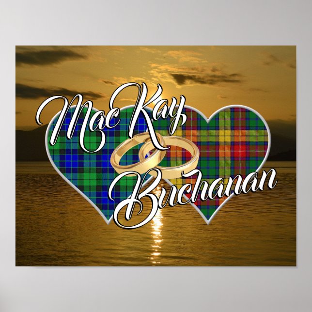 Poster Écossais Clans Mariage Cercle Tartan Hearts (Devant)