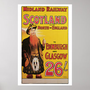 Poster Ecosse vintage en train et