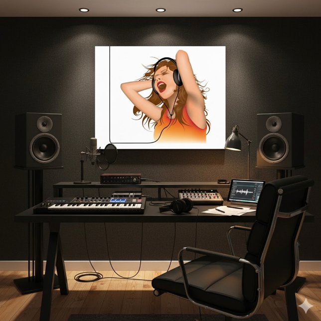 Poster Écouter Une Fille À La Musique (Créateur téléchargé)